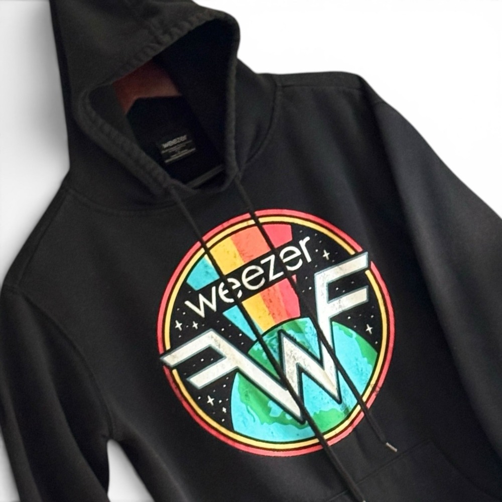 WEEZER Black Graphic Band Hoodie Unisex Size Small